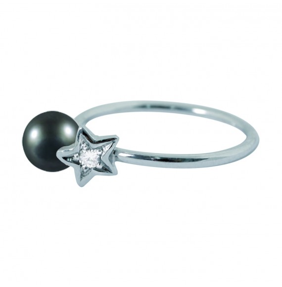 Bague Diamond star perle noire