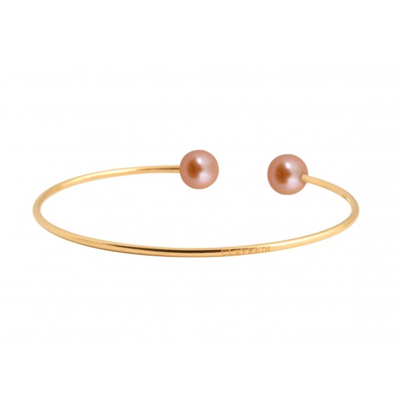 Bangle bracelet pink pearls