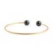 Bangle bracelet black pearls