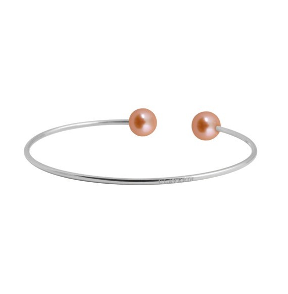 Bangle bracelet pink pearls