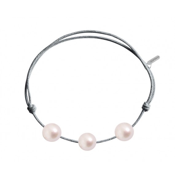Three pearls cordon gris perle