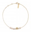 Bracelet Rosary Diamond Moon or jaune et perles blanches
