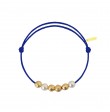 Météorites or jaune et perles blanches cordon bleu électrique