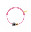 Baby flower perle noire cordon rose fuschia