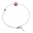 Bracelet perle rose sur chaine or blanc