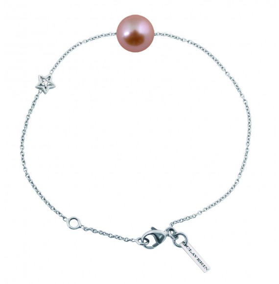 Bracelet perle blanche sur chaine or blanc