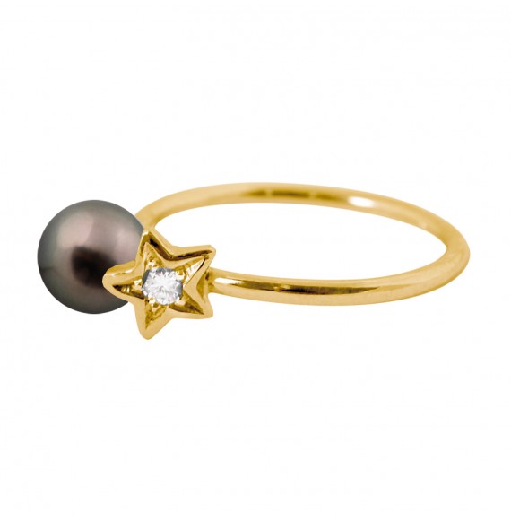 Diamond Star Ring (Black Pearl)
