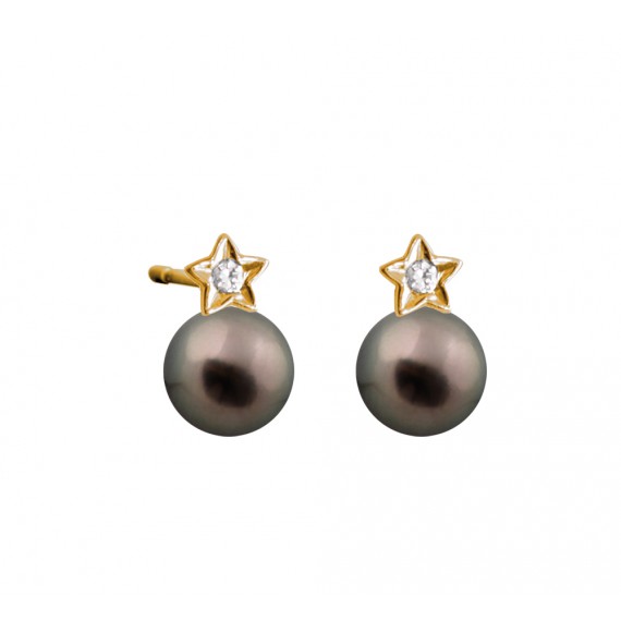 My Pearly Star Earrings (Black Pearl)