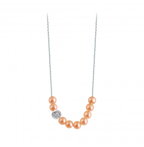 Rosary Diamond moon necklace