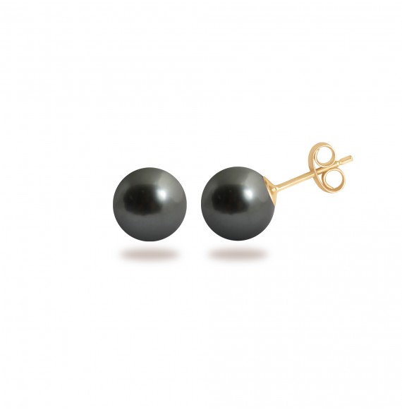 Puces simply pearly perles noires 7 mm