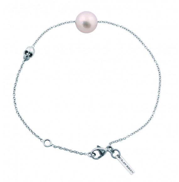 Bracelet perle blanche sur chaine or blanc