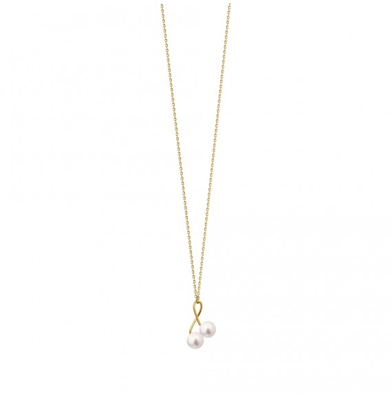 Cherries or jaune et perles blanches